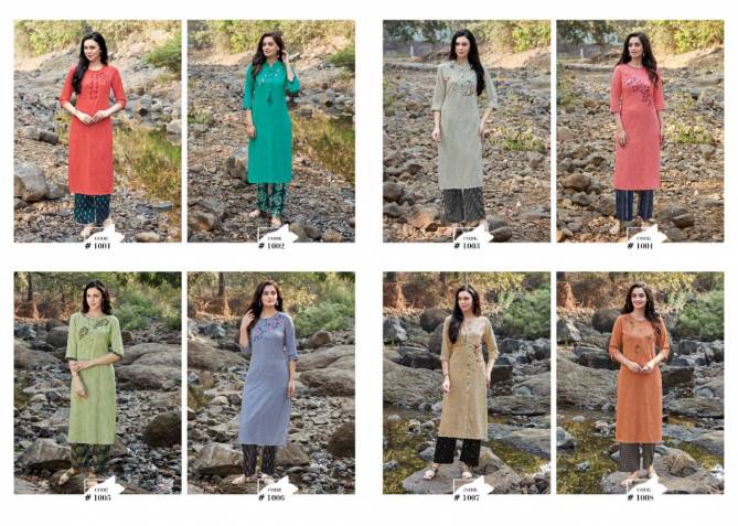 Vesh Saheli Latest Fancy Designer Casual Wear Rayon Worked  Kurtis With Bottom Collection
